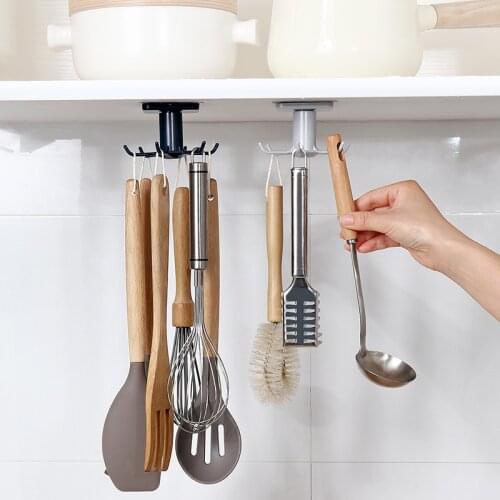 360 Degrees Rotated Punch-free kitchen spatula spoon rack wall hanging kitchen utensils Jewelry hook rotating hook