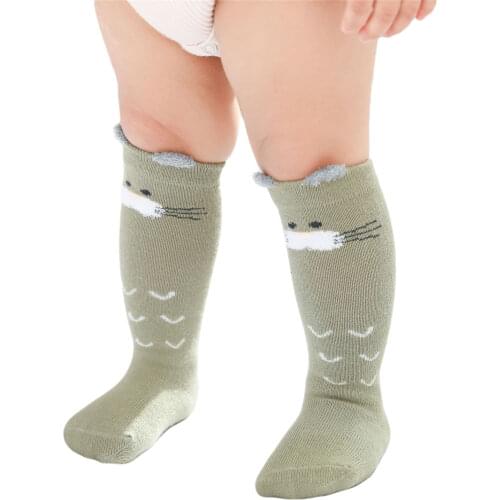Newborn Baby Girls Boys Cartoon Print Knee High Socks Cotton Soft Leg Warmer Infant Toddler Autumn Non-Slip Socks 0-3Y