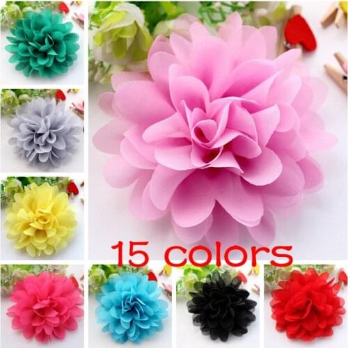 20pcs/lot 11cm 17 Colors Hot Sale Solid satin Lace Flower For Girl Hair Accessories Artificial Fabric Flowers For Headbands