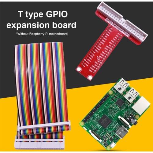 For Raspberry Pi 4B 3B Plus GPIO 40 Pins Breakout Expansion Board Cable Breadboard Adapter T Shape Development Board 40P Cable