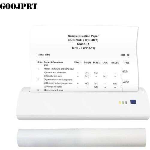 A4 Portable Thermal Printer 210mm Mini photo printer Mobile Photo Printer 300dpi BT USB Connection with 1 Roll Thermal Paper
