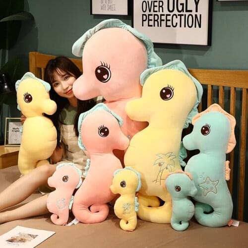 Nice 1pc 30cm-90cm Cute Huggable Soft Seahorse Doll Kids Sleep Pillow Stuffed Plush Toys Baby Birthday Gift Christmas Gift