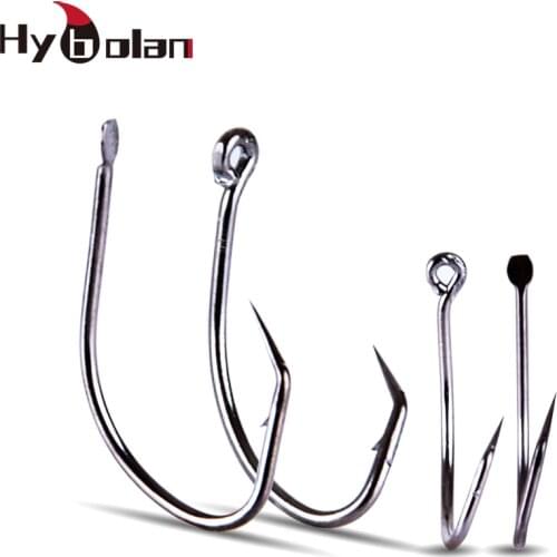 HYBOLAN 50pc Fishing Hooks High Carbon Stainless Steel Offset crooked mouth Barbed for turtles and all kinds of fish Hook Tackle