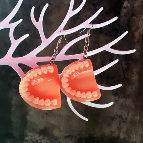 Fashion Funny Cool Punk Exaggerated False Tooth Drop Earrings for Women Trendy Individualized Dangle Earrings Jewelry Female