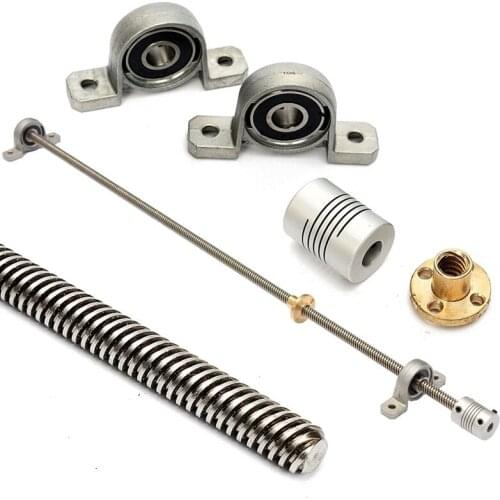 T8 8mm 500mm Lead Screw Rod with Nut Pillow Block Mounted CNC Set For 3D Printer