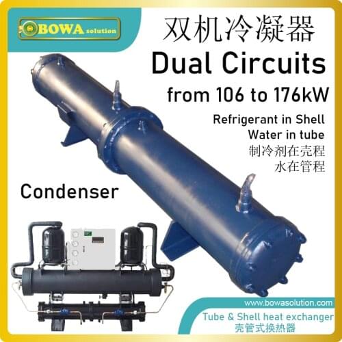 Tube and shell HEX is working as water cooled condenser of dual ethylene glycol refrigeration units which is standby each other
