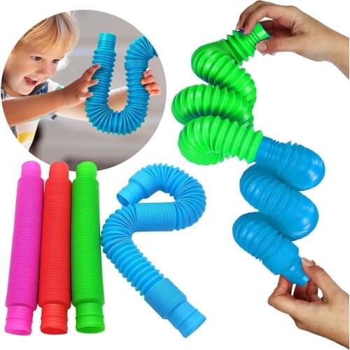 Pull Telescopic Tube Mini Sensory Toys Color Stretching Telescopic Tubes Childrens Decompression Bellows Squeeze Toys L3