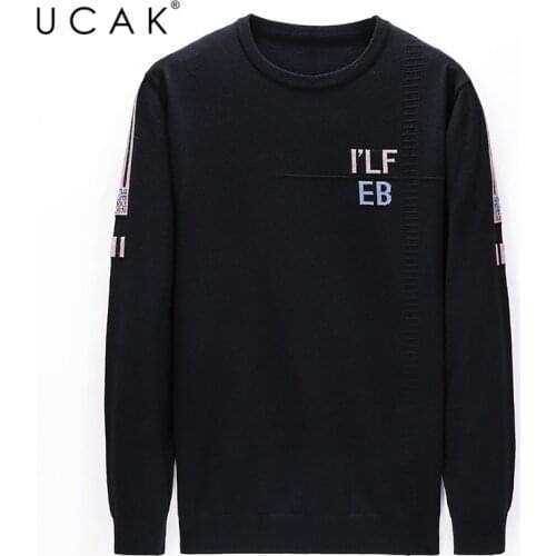 UCAK Brand 2020 NEW Fashion Style Autumn Winter Casual O-Neck Sweaters Mens Clothes Pull Homme Streetwear Letter Sweater U1102