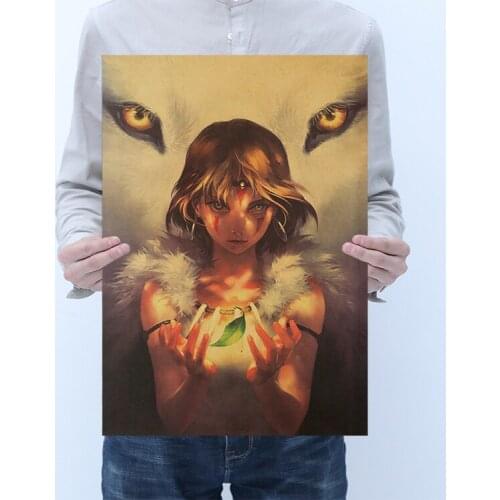 Vintage Poster Newly Movie -Mononoke Hime Hayao Miyazaki - Retro Poster kraft paper Printed Wall Posters For Home Bar Room Decor