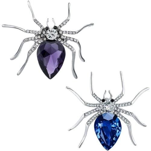 Women Fashion Spider Shape Rhinestone Inlaid Brooch Pin Dress Scarf Decor Gift