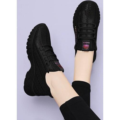 2021 Summer Sneakers Women Mesh Casual Shoes Mesh Fly Weave Shoes Women Vulcanized Shoes Breathable Cozy Women Walking Shoes