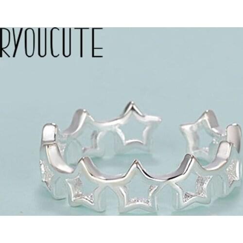 Punk Vintage Silver Color Star Rings for Women Gifts Ladies Finger Rings Statement Jewelry Wholesale