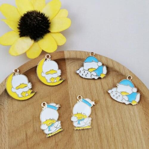 10pcs Cute Animals Duck Enamel Charms Gold Color Metal Earrings Pendant Dangle Fit DIY Couple Jewelry Accessory Phone Decor