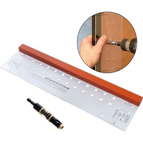 2* Dowel Jig Shelf Pin Drilling 1/4" Limit Drill Furniture Cabinet Door Hole Drill Guide Tool For Round Dowel Hinge Installation