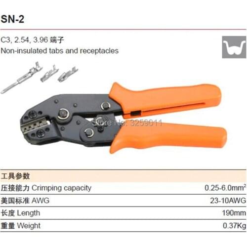 3pcs SN-2 Ratcheting Wire Crimping Plier Tools for Insulated Terminals and Butt Connectors Crimper, Mini European Style 23-13AWG