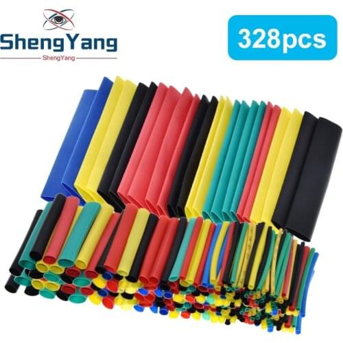 328pcs Heat Shrink Tubing Insulation Shrinkable Tube Assortment 2:1 Heat Shrink Tubing Colorful Wrap Wire Cable Sleeve DIY Kit