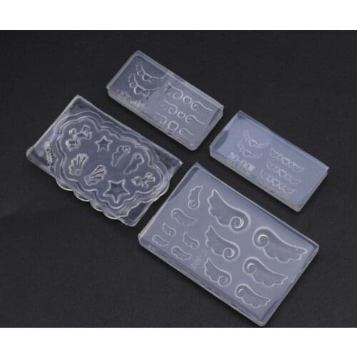 4Pcs Mini Heart Resin Earring Pendant Mold Nail Art Template Silicone Mold