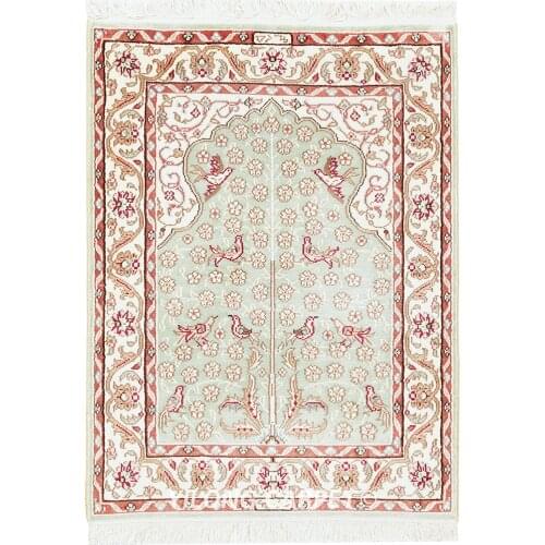 Yilong 1.5'x2' handknotted tree of life design silk area art tapestry (HF065B)