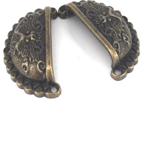 48*23mm Retro Dragon Mini Jewelry box Wooden cases Drawer Knob Semicircle Shell Cabinet Pulls Cupboard Wardrobe Desk Pull Handle