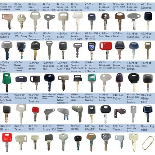 54 key Construction Heavy Equipment Key for Vermeer JLG KATO Yanmar,Takeuchi,For JOHN DEERE,Kubota,JCB,Lucas,Bosch,Ford,Vermeer