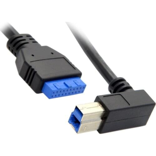 90 Degree Left angled USB 3.0 B Type Male to USB3.0 Motherboard 19pin Header Cable 50cm
