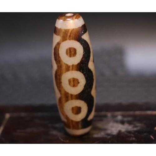 A Treasure Magic Power Tibetan old Agate 7 Eye Wealth Symbol Big Drum dZi Bead Amulet Pendant Talisman Timestown UPD21Aw
