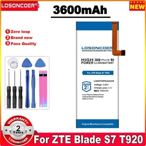 LOSONCOER 3600mAh Li3925T44p6hA54236 Phone Battery For ZTE Blade S7 T920 Batteries