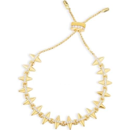 Brand 1:1High Quality Yellow Gold Color Adjustable Star Bracelet Paved Cubic Zirconia Women Luxury Fashion Jewelry