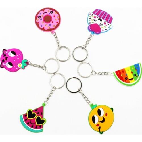 2020 6 Colors Fashion DIY Cute Fairytale PVC Fruit Keychain Key Rings Holder Soft Glue Key Chain For Girl Boy Kids Gift Jewelry