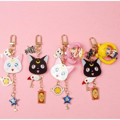Beautiful Girl Warrior Cosplay Keychain Kiki Delivery Service Black Cat Trinket Props Keychain Pendant Animated Christmas Gift