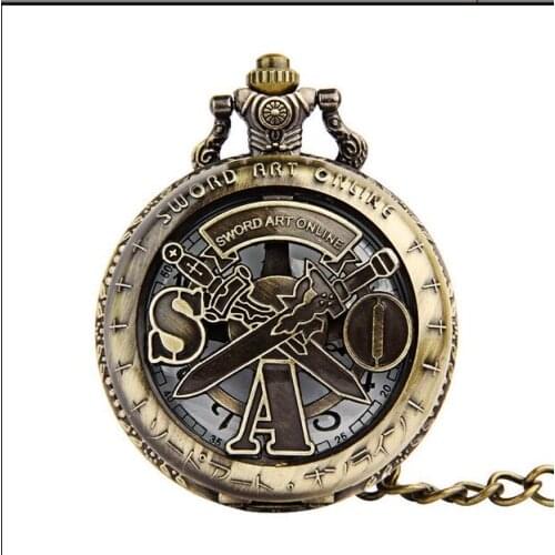 Bronze antiques SOA rotate pattern Modern hours Hollow out chain FOB pocket watches gift