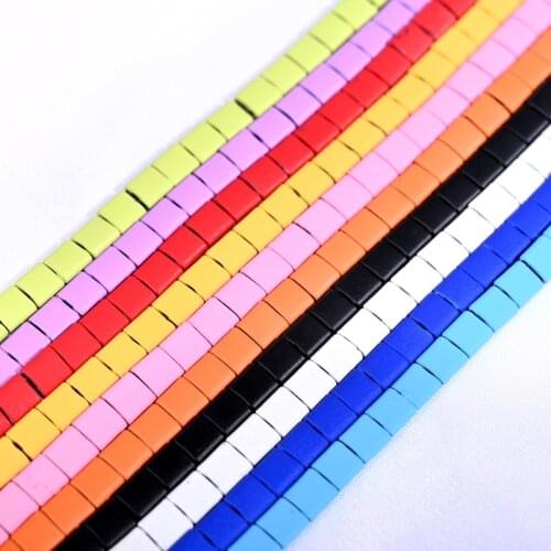 Candy Color Spray Paint Loose Beads Square Iron Ore Beads for Jewelry Making DIY Bracelet Necklace Accessory Material