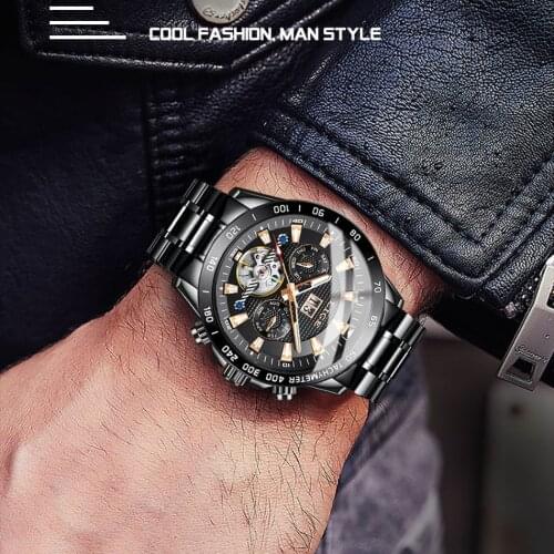 Mens Luxury Business LIGE 10034 Tourbillon Automatic Mechanical Wristwatches Stainless Steel Male Waterproof Sports Clock Watch