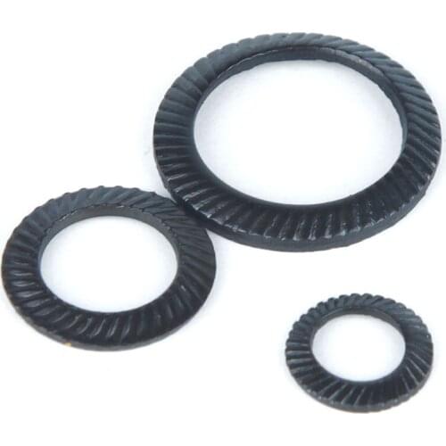 Black Carbon Steel Double Ridges Teeth Safety Locking Washers Spacer Anti Skid Gasket M3 M4 M5 M6 M8 M10 M12 M14 M16-M36
