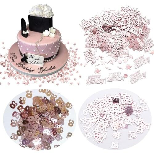 15g/bag Rose Gold Happy Birthday Number Confetti Figure 18 21 30 40 50 60 Confetti Birthday Party Decoration Wedding Anniversary