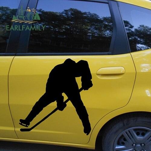 EARLFAMILY 50cm x 50cm 2x Ice Hockey Player Sports Car Sticker for Cars Door Side Truck Window Rear Windshield Vinyl Decal
