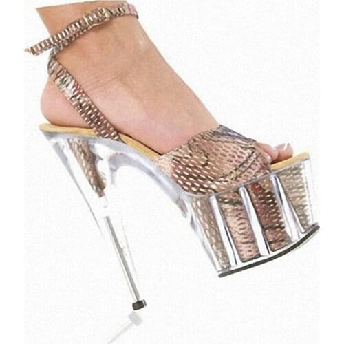 Elegant evening dress shoes/new 15cm high heel sandals/chunky crystal model stage sandals