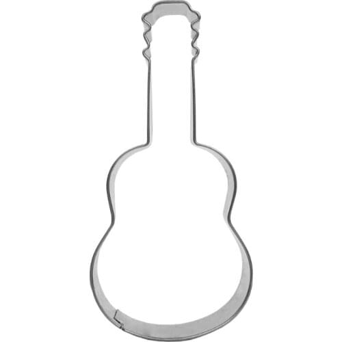 Music Guitar Shape Cookie Print Mold Sweet Baking Stainless Steel Moulds Cutter for Cooking Baking Sugar Paste and Cake
