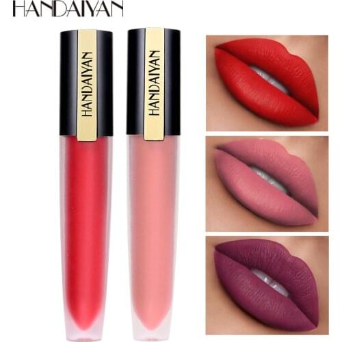 Handaiyan Small Pen Liquid Matte Lip Gloss Matte Velvet Lipstick Waterproof Non-Stick Cup Lip Glaze Makeup Goods Cosmetic Gift