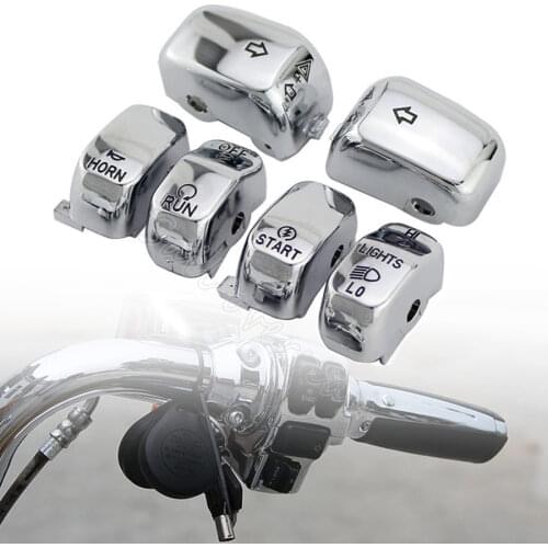 Chrome Motorcycle Turn light Horn Electra Glide FLHX Hand Control Buttons Switch Housing Cap Cover 10 Caps Fit For Street Custom