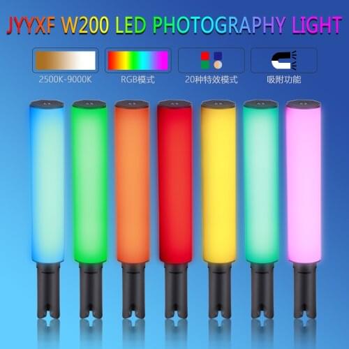JYYXF W200 LED Photography Light Handheld 2500K-9500K RGB Colorful Tube Stick Creative Video Fill Light Wand VS Nanlite 6C