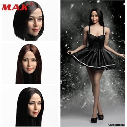 Collectible 1/6 Scale1/6 Beautiful Asia Female Head SDH010 Sculpt Model for 12'' Suntan Action Figure Body Accessory