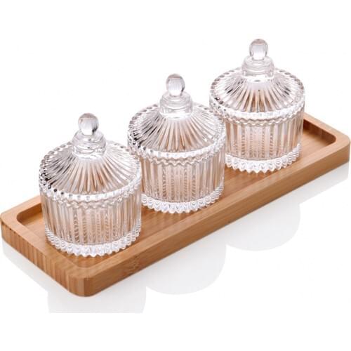Queens Kitchen Bamboo Standing Crystal Glass Spice Team