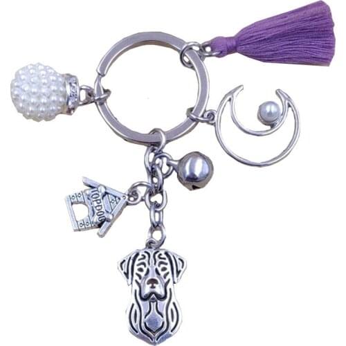 Labrador Retriever Dog Animal Unique Handbag Keychain Key Ring Pet Tassels Antique Old-fashioned Women Men Jewelry K144-145