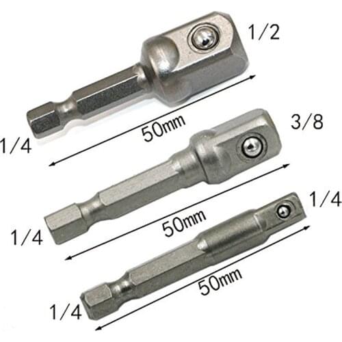 Chrome Vanadium Steel Socket Adapter Set Hex Shank 1/4" 3/8" 1/2" Extension Drill Bits Bar Set Power Tools TF003