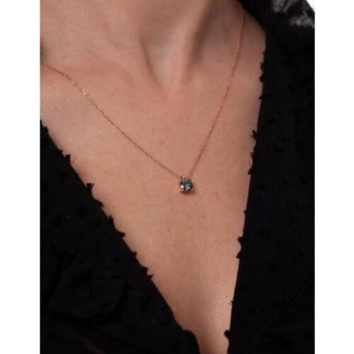 925 Sterling Silver Necklace Jewelry Round Model Mystic Topaz Stone Rose Plated Silver Necklace For Women Fashion Gift