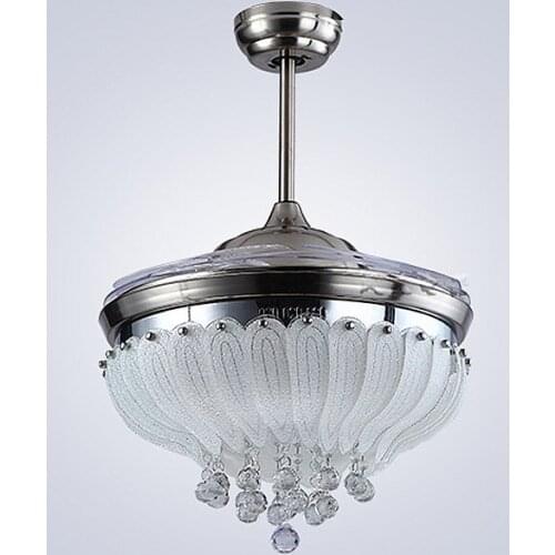 Ceiling fan lamp Rose 42 inch LED crystal ceiling lights 85-265V Silvery Dimming remote control ceiling fan lamp
