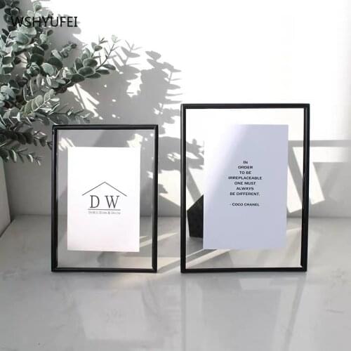 Simple and modern narrow side glass transparent photo frame creative decoration metal pendulum inch 8 inch a4 photo wall