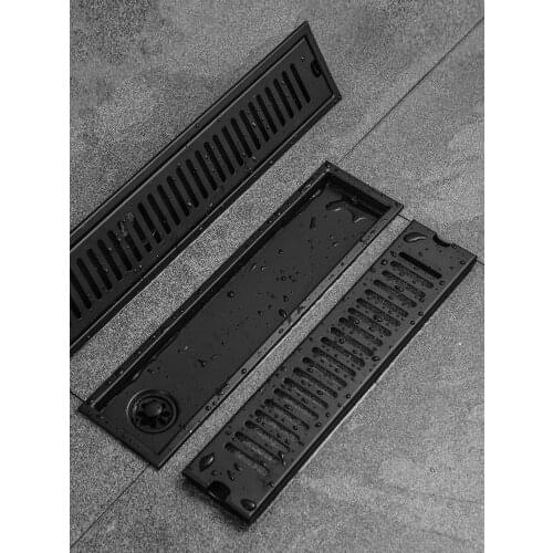 Rectangle 304 Stainless Steel Black baking paint Bathroom Sewer Shower Room Floor Drains Length 20-50cm