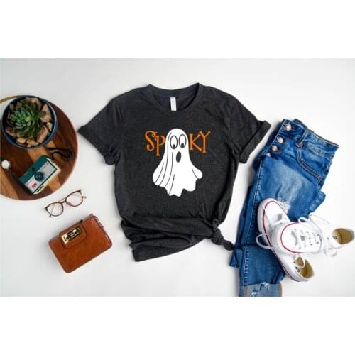 Halloween Shirt, Spooky Women Ghost Funny Scary Mom Ghost Cotton O Neck T-shirt Casual Shirt Short Sleeve Top Tees Streetwear